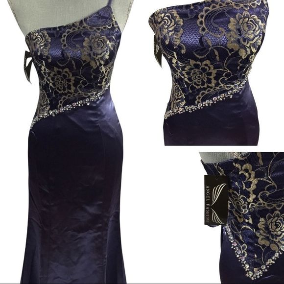 NWT Angel Fashions, beautiful purple, one shoulder, midi, sz small - Picture 1 of 8